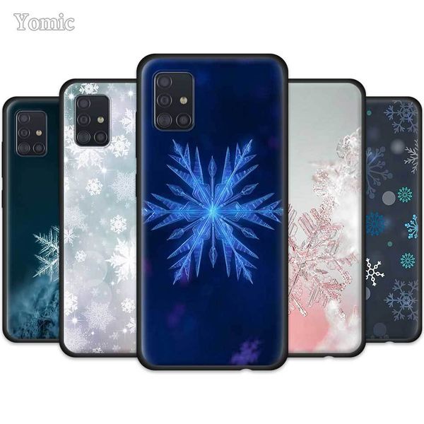 

для samsung galaxy a51 a50 a71 a70 a42 a10 a30 a40 a20e a31 a41 a01 a21s мягкий телефон дела snowflake winter tpu black обложка