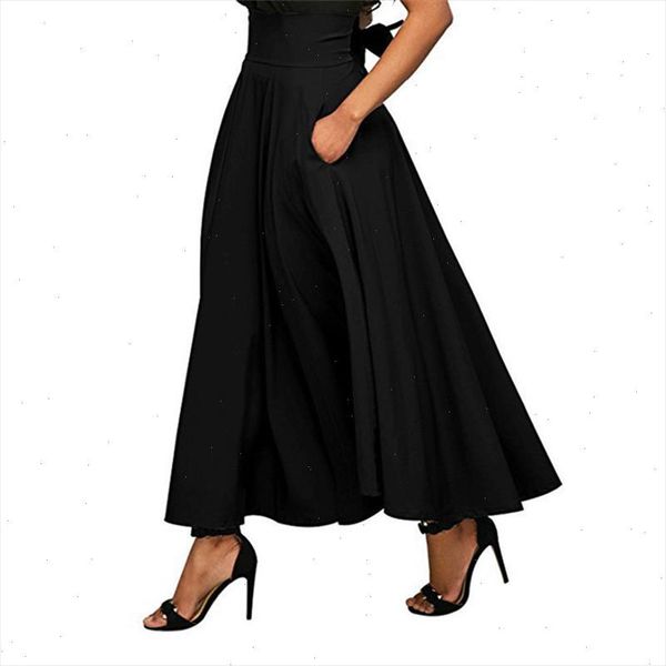 

women casual skirt high waist casual bow long skirts women vintage swing pleated skirt fashion office lady skirts streetwear, Black