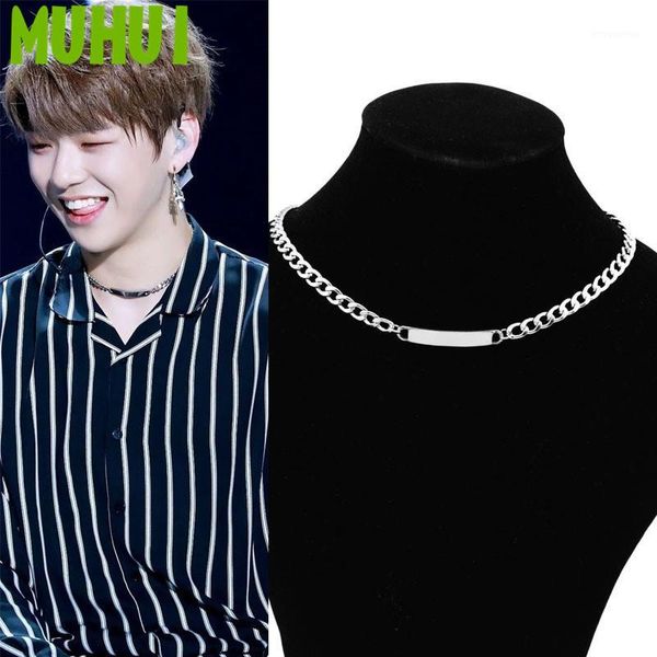 

kpop star wanna one kang daniel style simple pendant choker necklace men jewelry collares 192671, Golden;silver