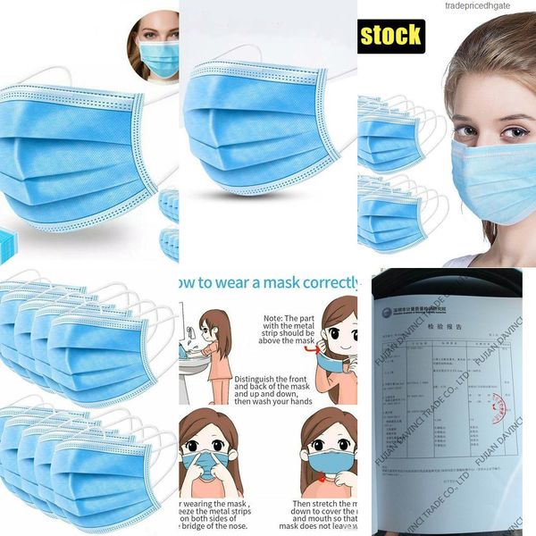 

mouth shipping 2020 3 layer face fast ear-loop masks cover 3-ply non-woven disposable dust mask soft protection pack