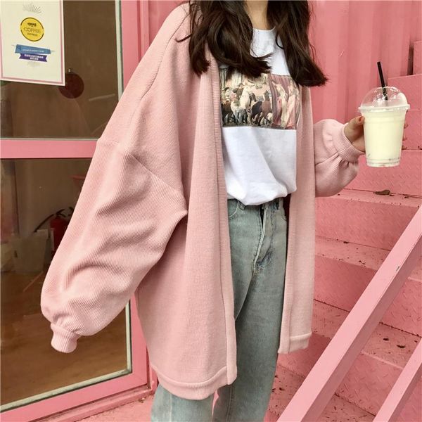 

women's jackets coats and women autumn winter ulzzang open stitch solid loose simple casual style fashion clothing ins female, Black;brown