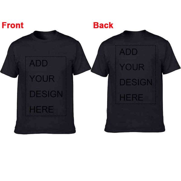 T-shirt da uomo anteriore e posteriore personalizzata Stampa il tuo design T-shirt in cotone traspirante di alta qualità per uomo Taglie forti XS-3XL G1229