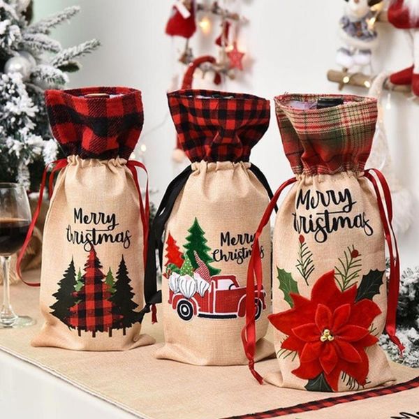 

dinner table santa claus red wine suit wine bottle bag beautiful fashion party supplies festival ornament christmas decor cloth