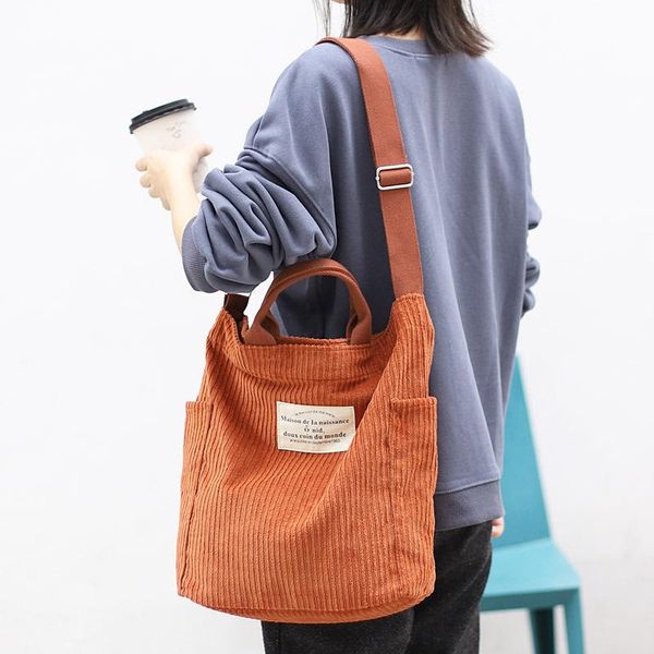 

korean version of corduroy canvas bag simple retro single shoulder messenger bag casual student alphabet literary handbag