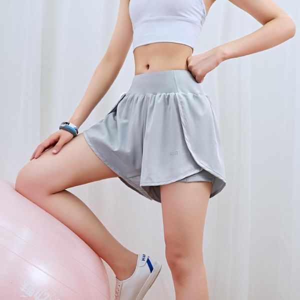 

yoga outfits sports shorts female quick-drying anti-glare casual loose outside wear running fitness thin section1, White;red