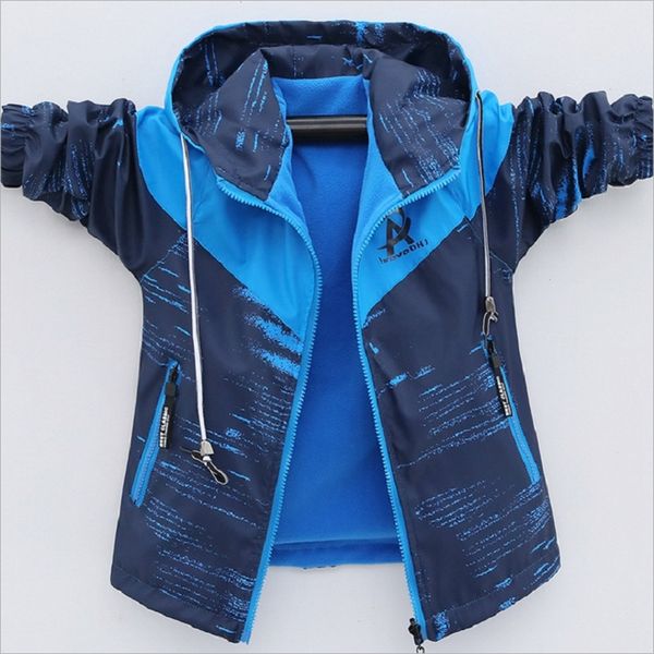 

children outwear boys coats autumn sport warm wear on both sides teenage boys for jacket fleece windbreakers windproof jacket lj200814, Blue;gray