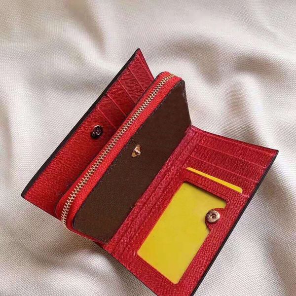 

2021 classic stripe card mens wallet folded type hand bag men and women wallets leather purse high fashion purses, Red;black