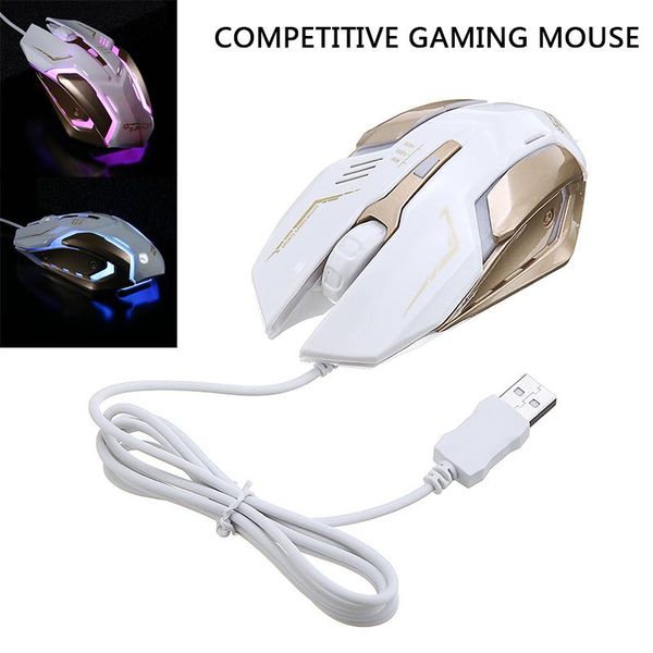 

pohiks 1pc ergonomic wired gaming mouse 4 buttons adjustable 1600 dpi colorful breathing light mice for pc computer laptop