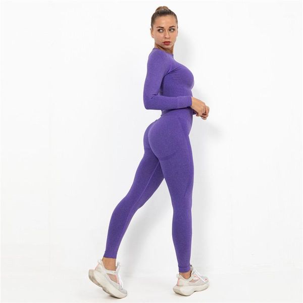 

seamless 2pcs gym set workout clothes for women long sleeve crop shirt compression fitness leggings sport yoga suits1, White;red