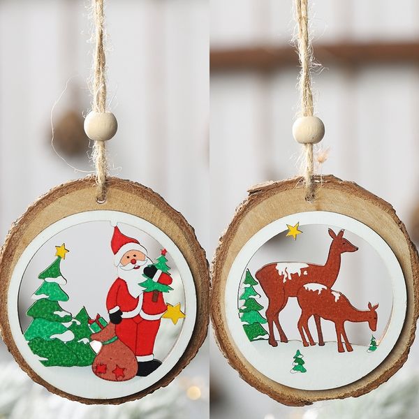 

nxdos zicheng christmas sale wooden decorative products guzts round hollow pattern wooden pendant christmas tree new decoration pendant