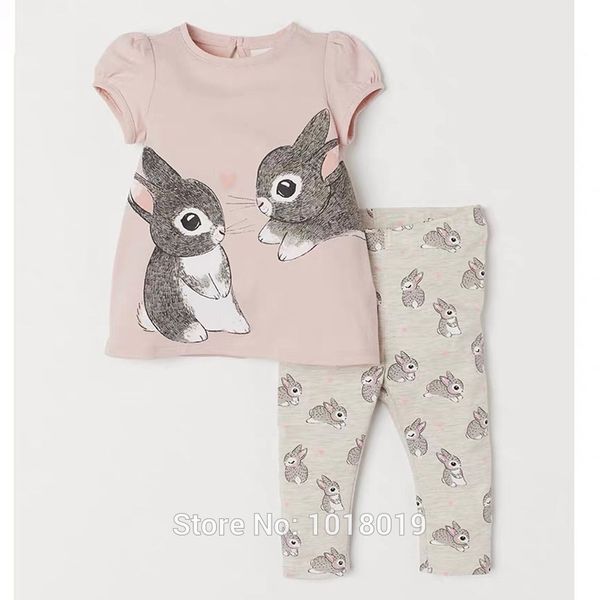 1-7Y Baby Girl Clothes Set Bambini 100% cotone Summer Bunny T-shirt Pantaloni 2pc Bambini Suit Bebe Girls Tees Shorts Abiti Nuovo 2020 LJ200917