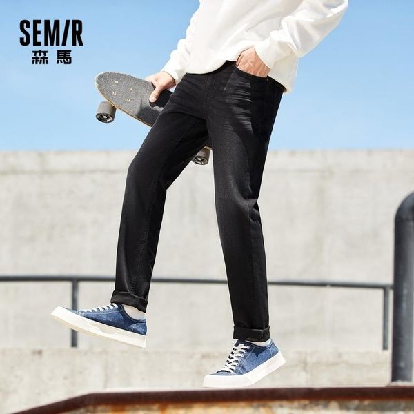 

semir джинсы мужчины 2020 зима новой модная марка малой конусные штаны хлопок эластичность толстые корейский демин pant для man, Blue