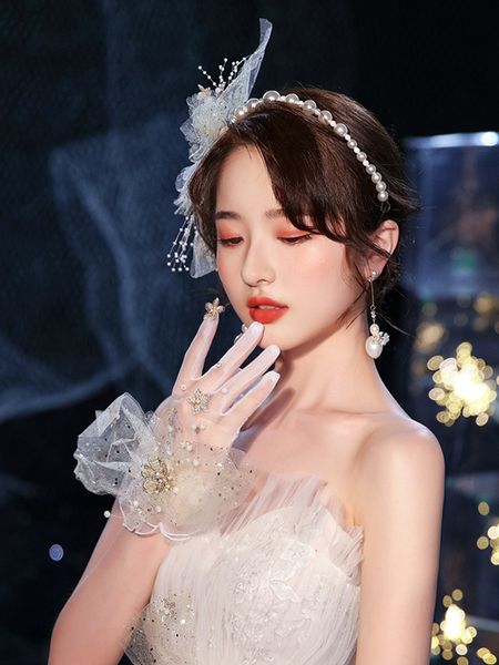 

tmbride моды блестки шелк бисера шпилька mengyao жемчуг волос комплект головной убор группа кристалл серьги перчатки ювелирные изделия м, Silver