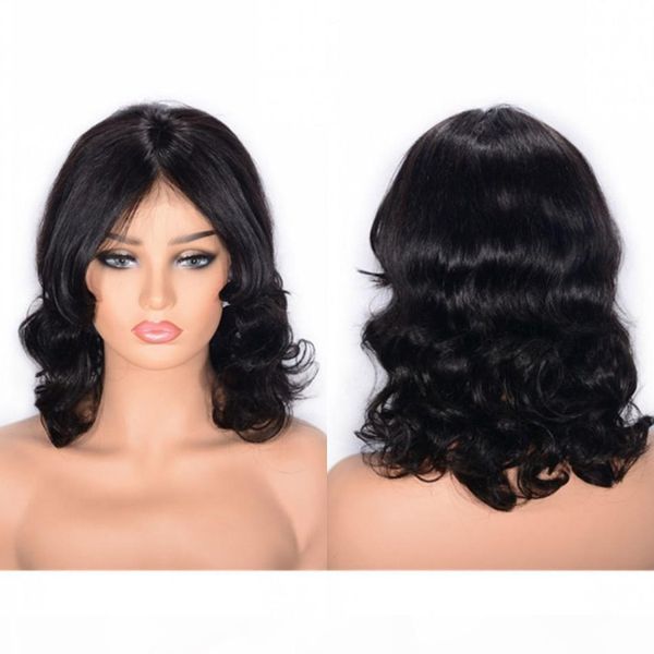 

mongolian wavy lace wigs natural black middle part lace front wig human hair wigs for women, Black;brown