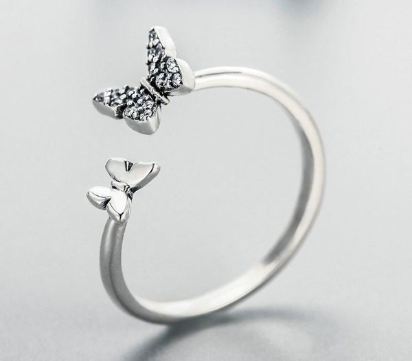 

горячие продажи 925 sterling silver ослепительная cz бабочки открытый палец кольцо для женщин мода ювелирные изделия стерлингового серебра g