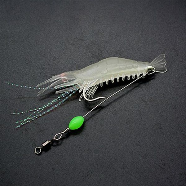 

7pcs/lot 8cm 5g luminous shrimp sil soft artificial bait with hooks swivels anzois para pesca sabiki rigs fishin jllxtf