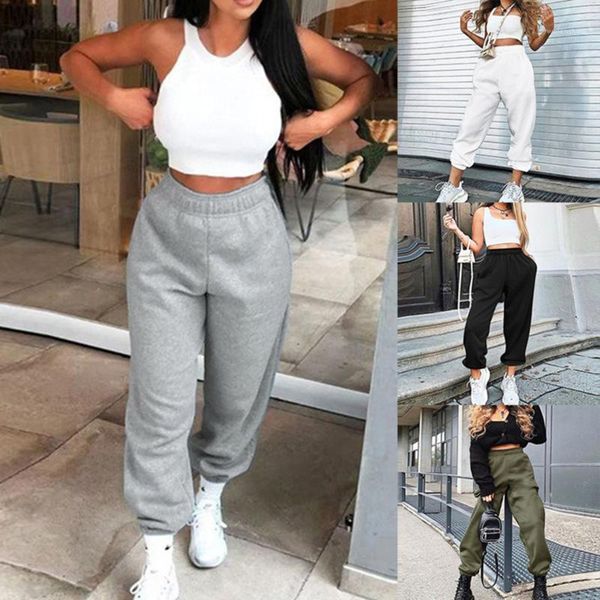 

running pants loose joggers wide leg sweatpants women trousers plus size soft high waist streetwear korean casual yoga pant femme1, Black;blue
