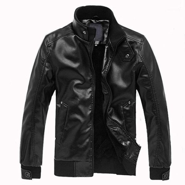 

new autumn male leather jacket plus size s- 3xl black brown mens stand collar coats leather biker jackets py41