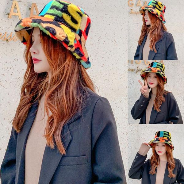 

selling 1pcs women's fisherman hat casual versatile multicolor tie-dye plus velvet thick windproof warm basin hats, Blue;gray