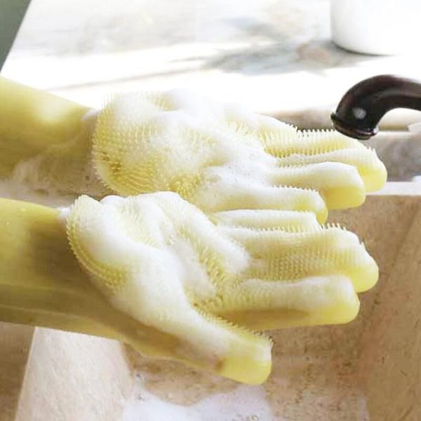 

dishwashing silicone gloves with a brush head cleaning brush