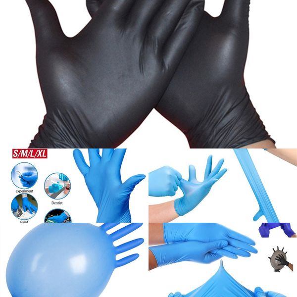 

food factory outlet/lot grade black blue white waterproof allergy disposable work safety nitrile gloves mechanic1acn
