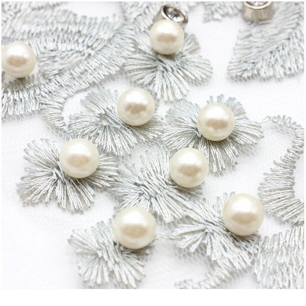 

1pc beautiful lace collar floral pearl embroidered applique trim embellished lace neckline collar clothing sewing jllifo
