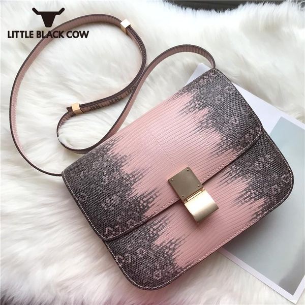 

autumn winter tofu wrapped hand rubbing new high-end leather women bag gradient lizard pattern bag messenger bags flap