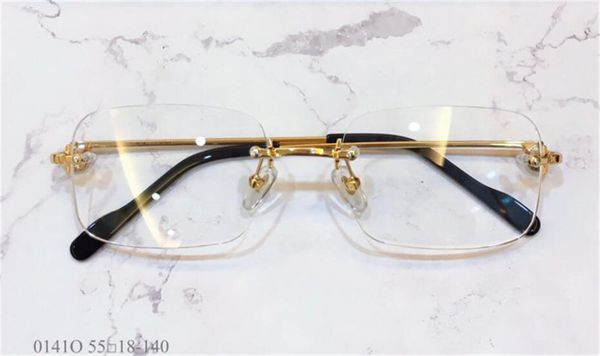 Atacado novo design de moda óculos ópticos 0141 lentes transparentes sem aro de metal retrô estilo comercial óculos transparentes clássicos retrô