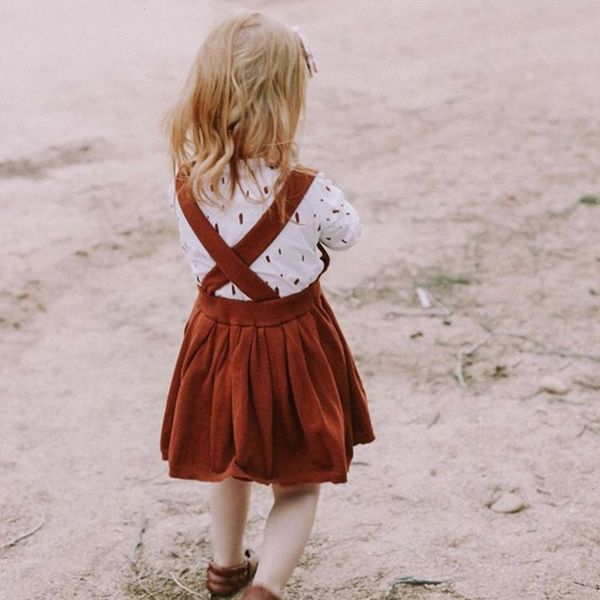 

corduroy girl's ins one piece children's pure cotton strap autumn and winter new short skirt qp1e, Blue