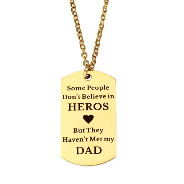 

new design father's day gift metal pendant necklace heros letter print present necklace jewelry accessory gift delicate, Silver