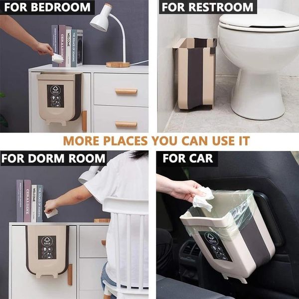 

folding waste bin kitchen garbage bin car trash can wall mounted garbage trash bags holder collapsible toilet storage bucket bbytpo