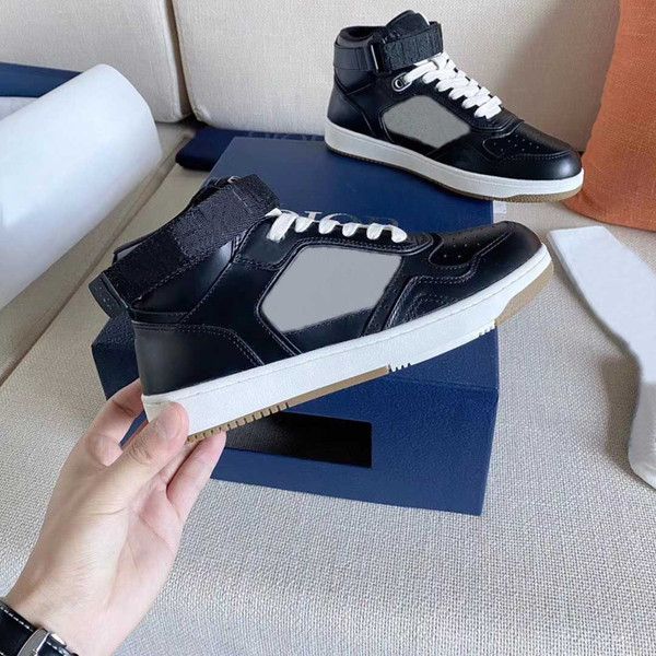 

2021 new men women b27 casual shoes printed genuine leather sneakers high runner trainers oblique stylist shoes low-lace-up shoes 45, Black