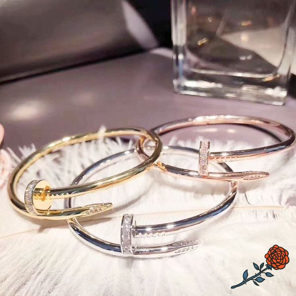 

new year classic bracelet nail nail bracelet stainless steel bracelet stainless steel head and tail diamond white gold rose gold luxury desi, Black