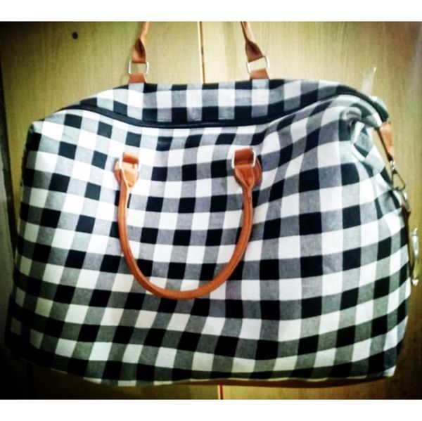 

wholesale check handbag red black plaid bags large capacity travel tote with pu handle sport fitness yoga jlltor mx_home