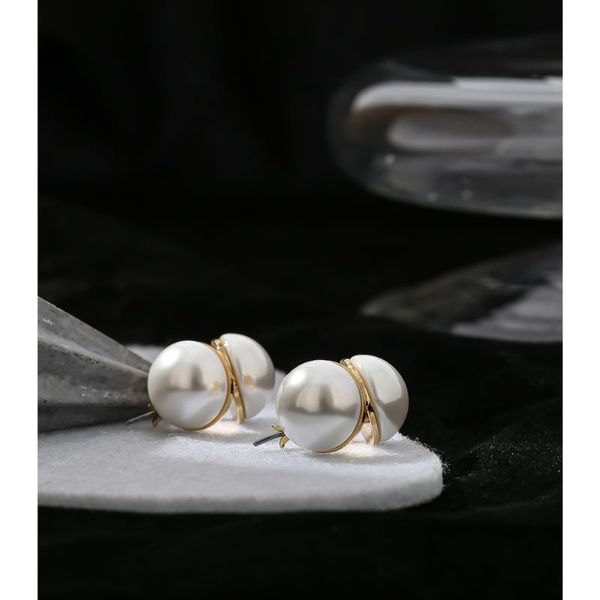 

ymyw fashion simulated pearls hoop earrings for women geometric metal earrings copper jewelry accessories bijoux femme new, Golden;silver