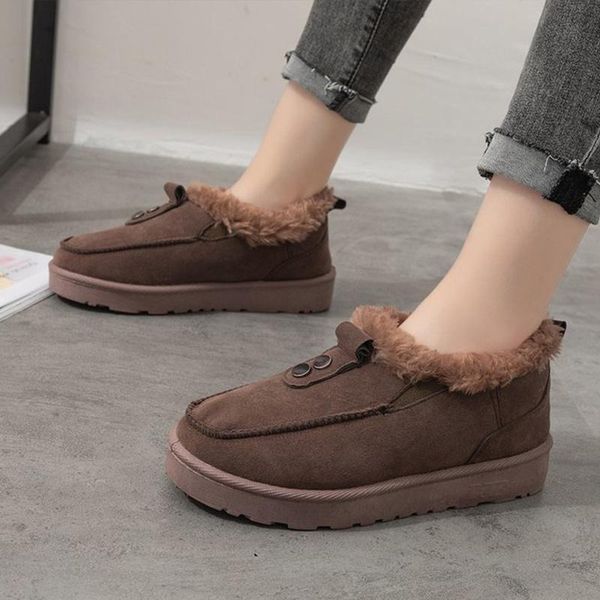 

boots women short warm plush ladies non-slip snow 2021 female winter footwear casual comfort woman flats shoes plus size, Black