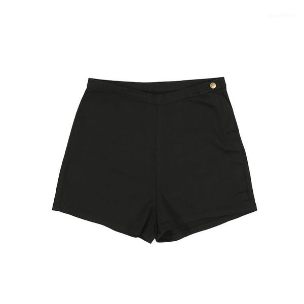 

women's shorts women slim denim fashion high waist side zipper button solid color cotton without tag1, White;black