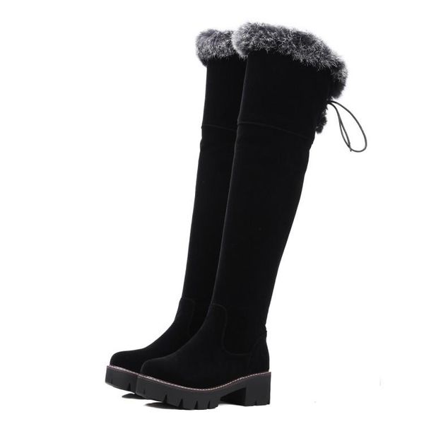 

boots 2021 botas mujer big size 34-43 brand design patch color over the knee thick sole platform slim long winter autumn x81-6, Black