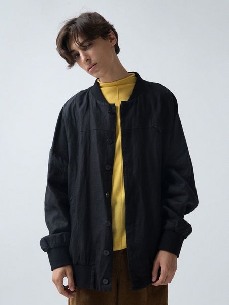 

men button front longline bomber jacket j4ax#, Black;brown