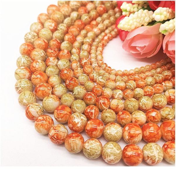 

wholesale 4/6/8/10mm pull white silk glass beads loose spacer beads painted charm for jewellery making diy bracelet&neck qyllly