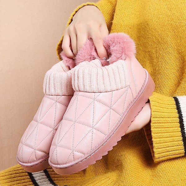 

winter super plush warm snow boots women ladies flat cotton shoes woman female waterproof ankle boots mujeres boats femme bottes, Black