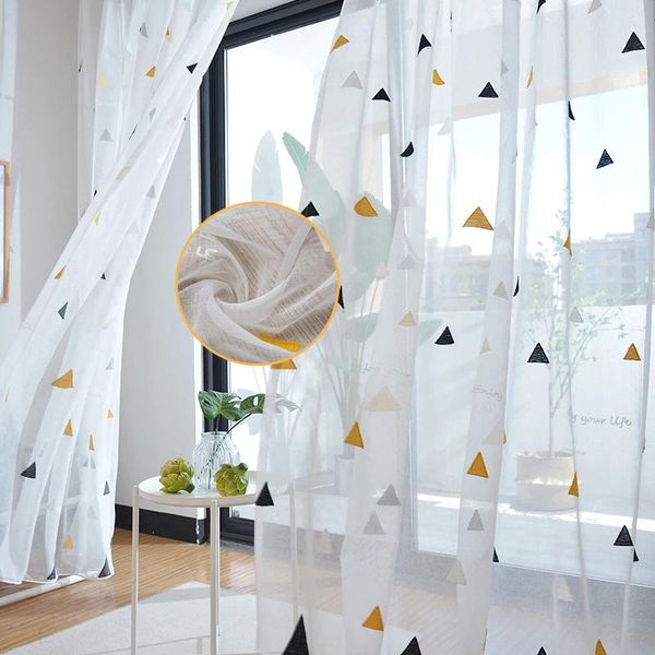 

nordic style embroidered tulle curtains for children's bedroom window treatments modern sheer for living room finished curtain