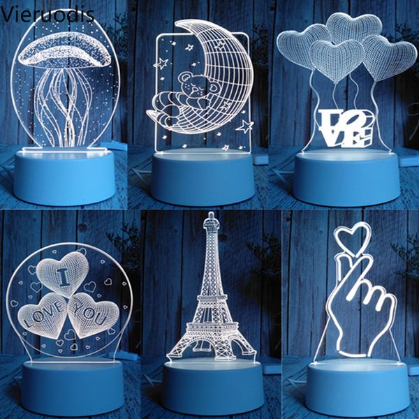

3d led night light novelty lamp jellyfish christmas tree deer snow festival birthday gift bedroom decor table lanterns q1126