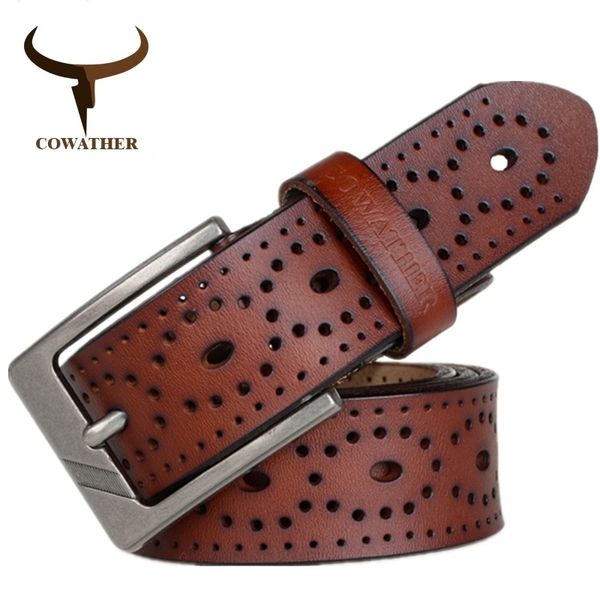 

cowather women belts new hollow design cow genuine leather jeans belt pin buckle female xf007 waist 28-41 y200501, Black;brown
