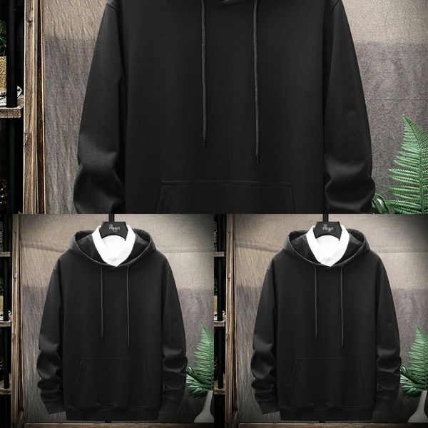 

j9fd0 мужские и хлопка с капюшоном женский белый зародыш хлопок длинный свитер tspring и осень базовый свитер студент рукав футболка shirtma, Black