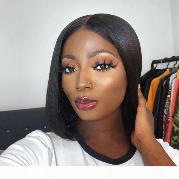 

ishow new arrvial 2x6 bob lace frontal wigs brazilian virgin hair straight lace front human hair wigs swiss lace closure wig pre plucked, Black;brown