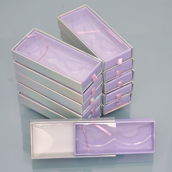 

wholesale 50/100/pcs false eyelash packaging box lash drawer boxes packaging custom logo faux cils 25mm mink eyelashe purple case