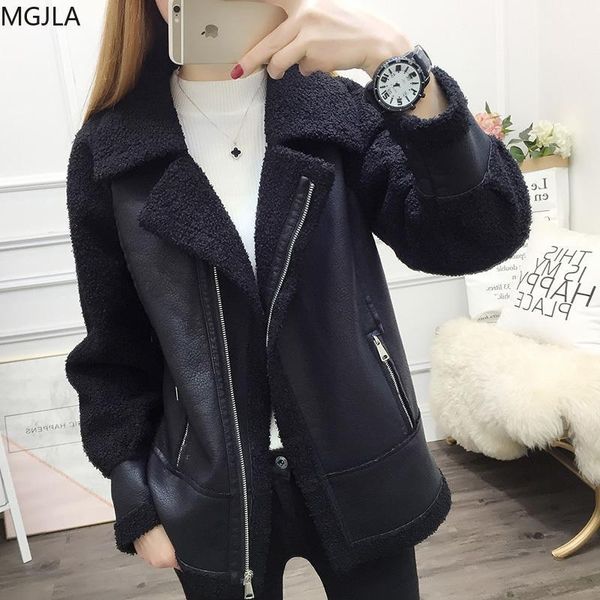 

autumn 2021 new lamb fur coat women's autumn and winter plus size women's short coat leather jacket shearling women jacket1, Black;brown