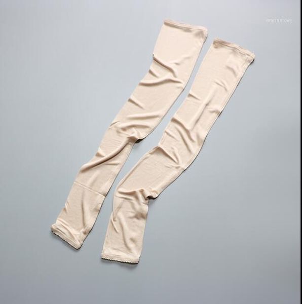 

women' spring summer natural silk fingerless driving gloves female summer sunscreen uv protection silk arm sleeve 59cm r13111, Blue;gray