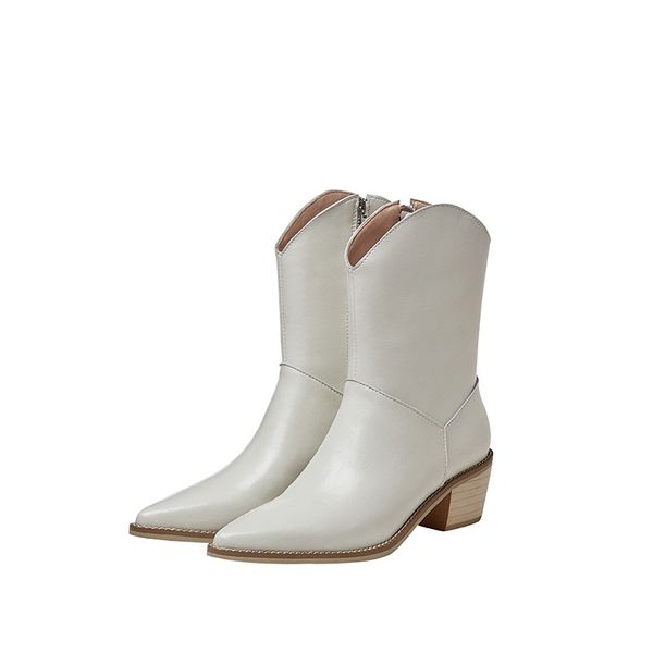 

2021 fashion concise female woman shoes thick big 42-size boots emku, Black